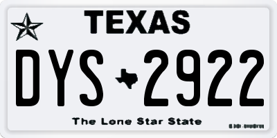 TX license plate DYS2922