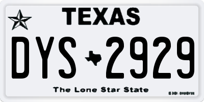 TX license plate DYS2929