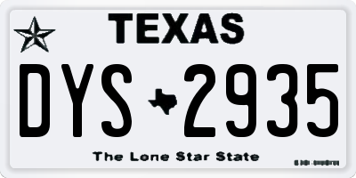 TX license plate DYS2935
