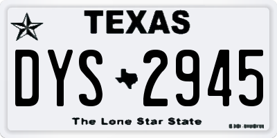 TX license plate DYS2945