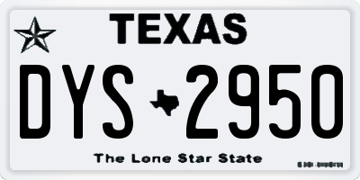 TX license plate DYS2950