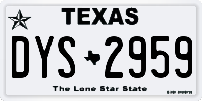 TX license plate DYS2959