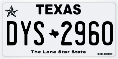 TX license plate DYS2960