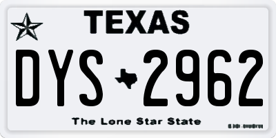 TX license plate DYS2962