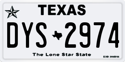 TX license plate DYS2974