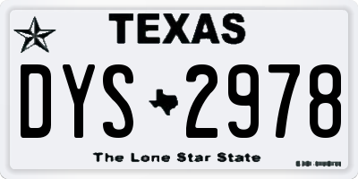 TX license plate DYS2978