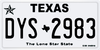 TX license plate DYS2983