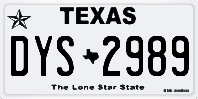 TX license plate DYS2989