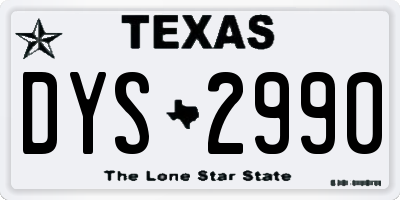 TX license plate DYS2990