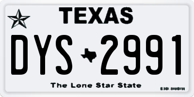 TX license plate DYS2991
