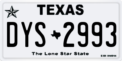 TX license plate DYS2993