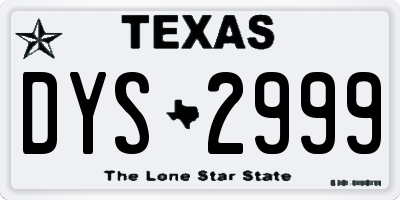 TX license plate DYS2999