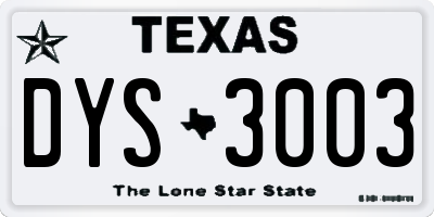 TX license plate DYS3003