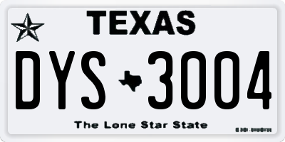 TX license plate DYS3004