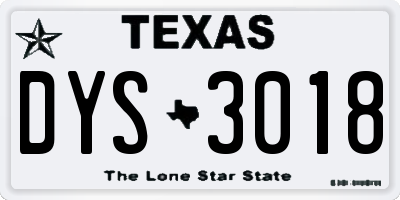 TX license plate DYS3018