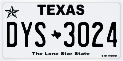TX license plate DYS3024
