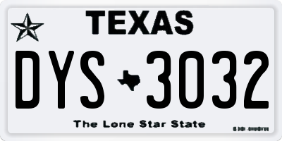 TX license plate DYS3032