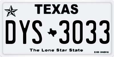 TX license plate DYS3033