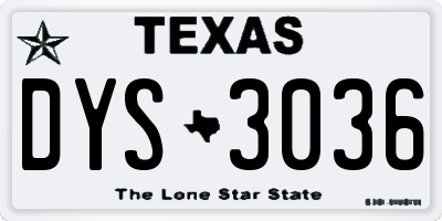 TX license plate DYS3036
