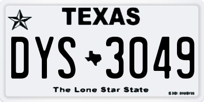 TX license plate DYS3049