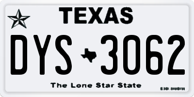 TX license plate DYS3062