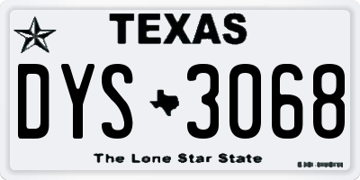 TX license plate DYS3068
