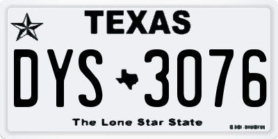 TX license plate DYS3076
