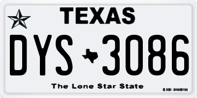TX license plate DYS3086