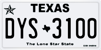 TX license plate DYS3100