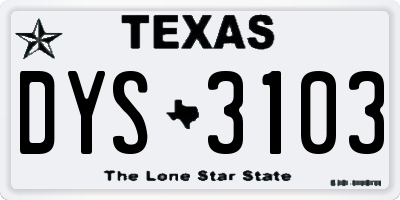 TX license plate DYS3103