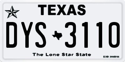 TX license plate DYS3110