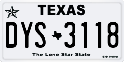 TX license plate DYS3118