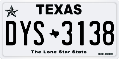 TX license plate DYS3138