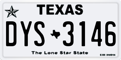 TX license plate DYS3146