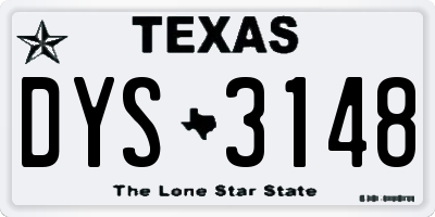 TX license plate DYS3148