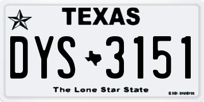 TX license plate DYS3151