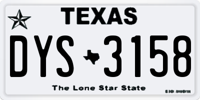 TX license plate DYS3158