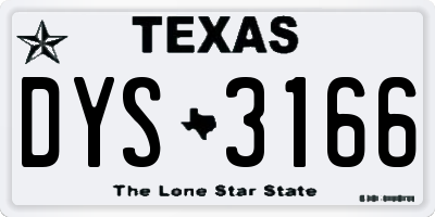 TX license plate DYS3166