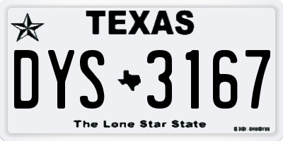 TX license plate DYS3167