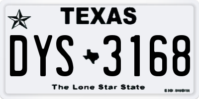 TX license plate DYS3168