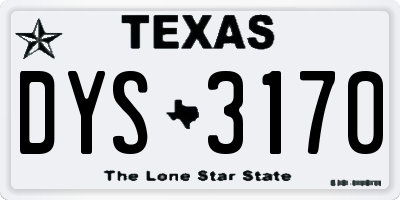TX license plate DYS3170