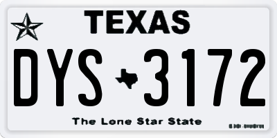 TX license plate DYS3172