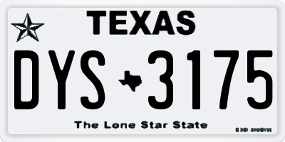 TX license plate DYS3175
