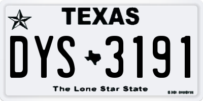 TX license plate DYS3191