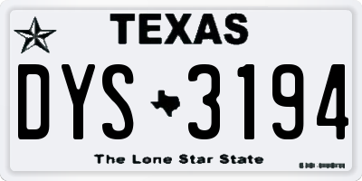 TX license plate DYS3194