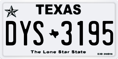 TX license plate DYS3195