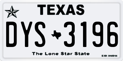 TX license plate DYS3196