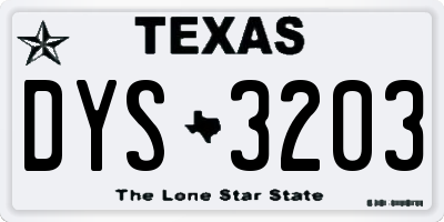 TX license plate DYS3203