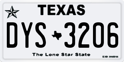 TX license plate DYS3206