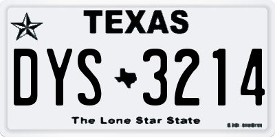 TX license plate DYS3214